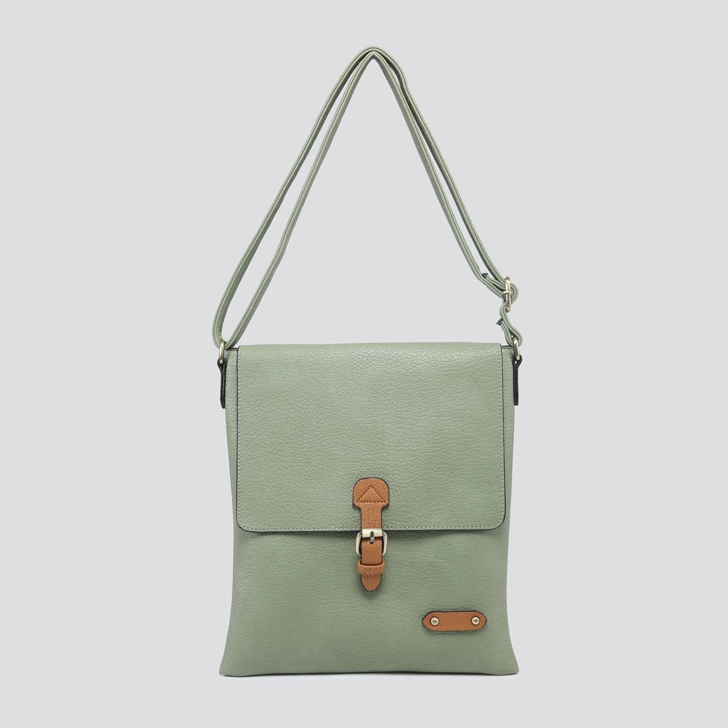 Sage Faux Leather Crossbody Bag