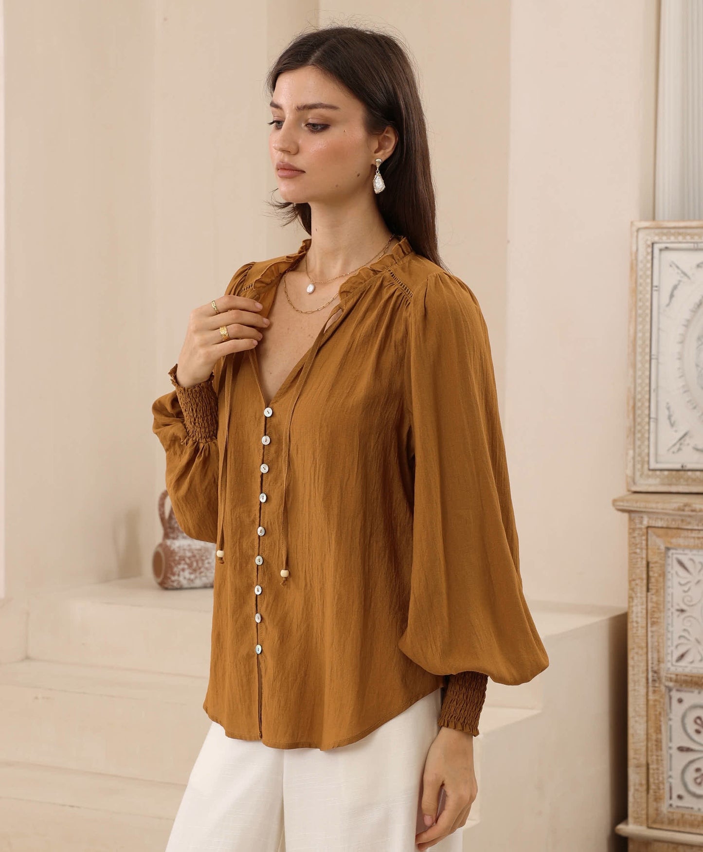 Honeycomb Rust Shirt