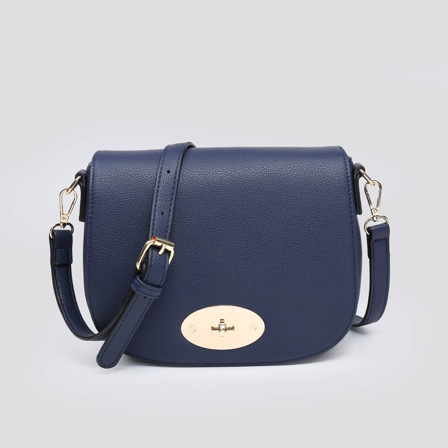 Navy Faux Leather Crossbody Bag