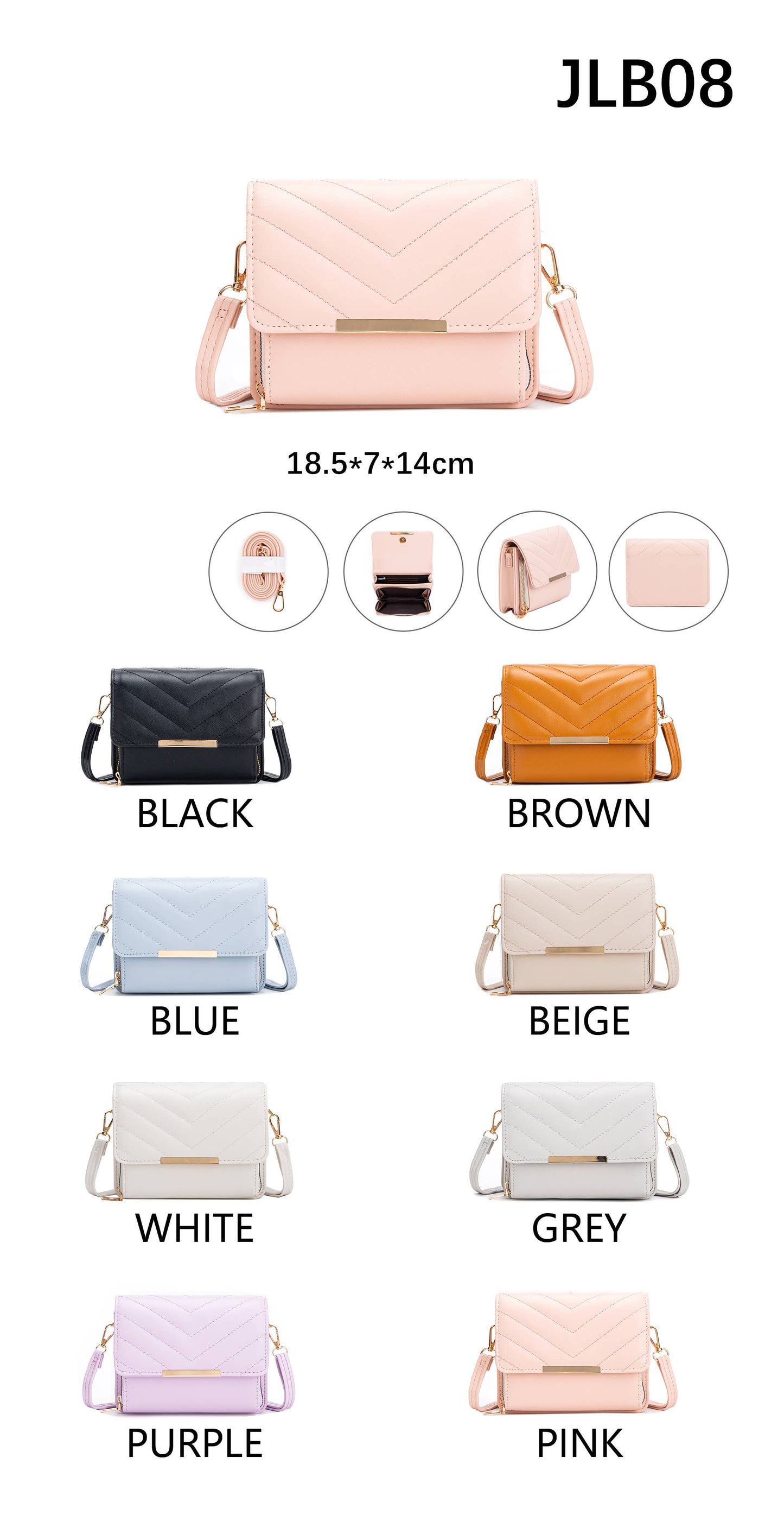 Quited Chevron Pattern Zip Front Pocket Cross Body Bag: Orange