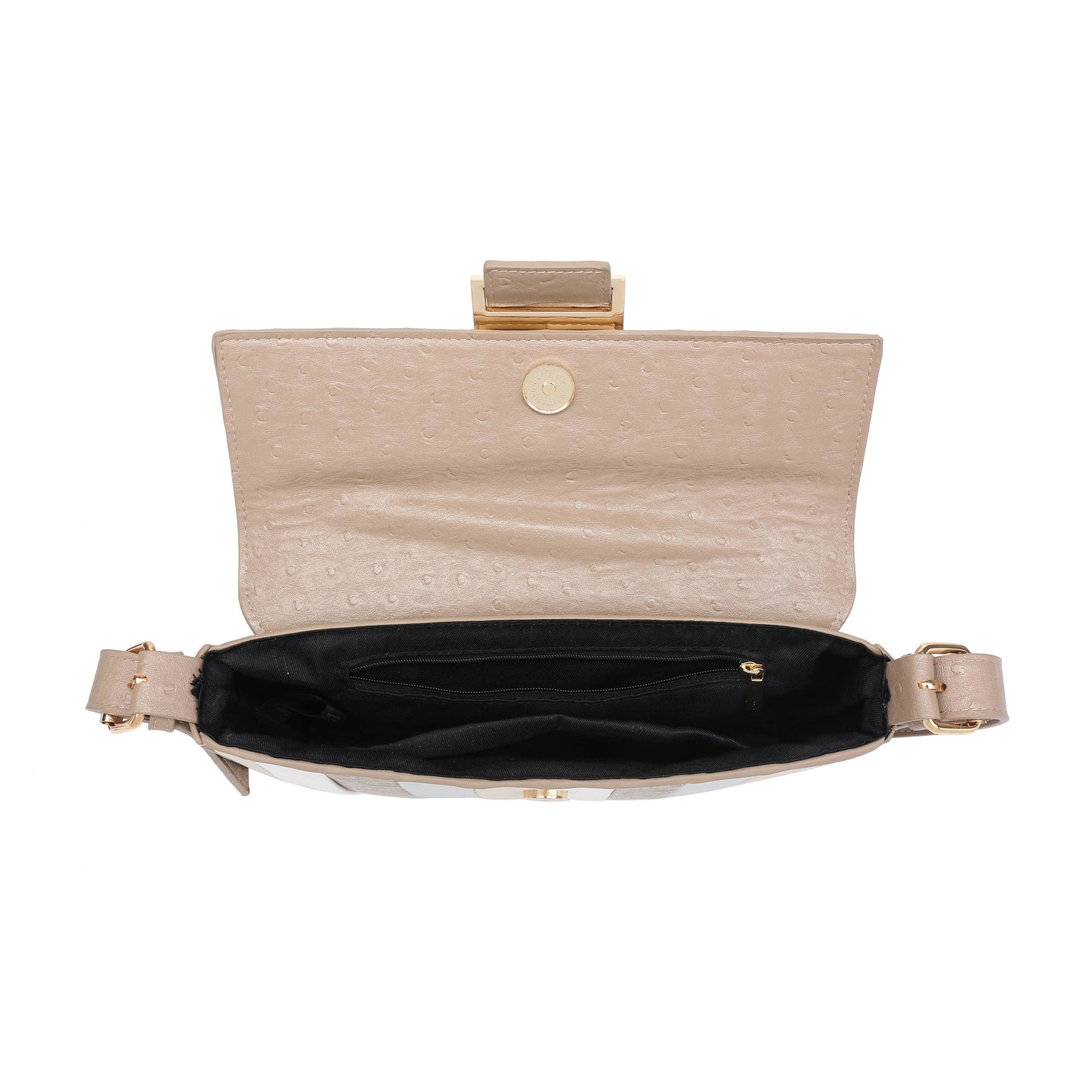 Camel Striped Colour Block Pattern Flap Shoulder Bag