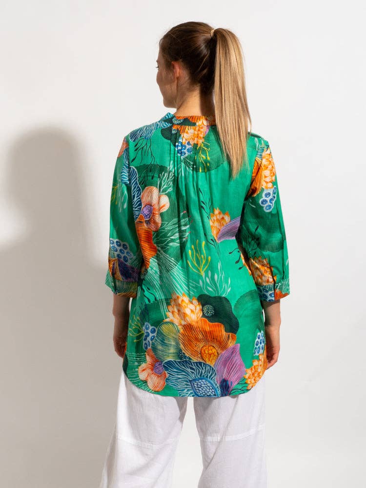 Palm Cove Top In Green Marine