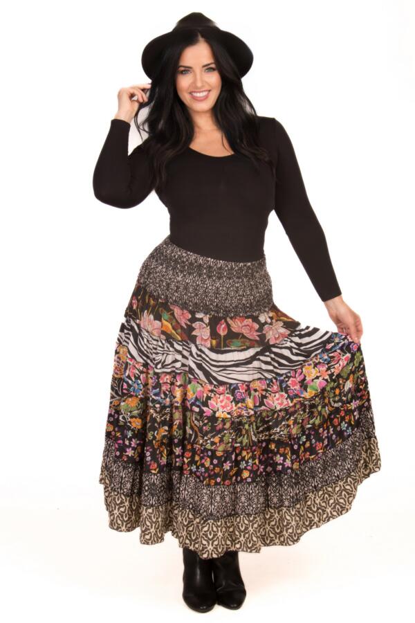 Silk Blend Tiered Skirt