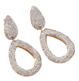 White Silver Bling Drop Earrings
