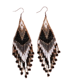 Black and Gold Tassle Bead Earrings
