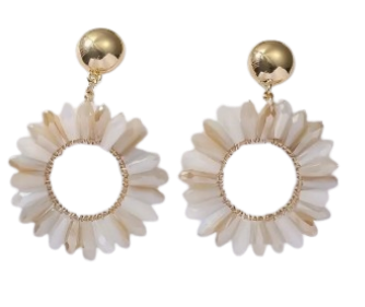 Boho-Chic Handcrafted Beaded Sunflower Hoop Earrings