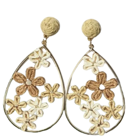 Raffia Flower Drop Earrings