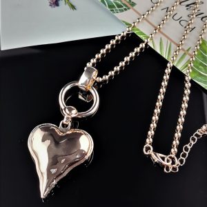 Rose Gold Heart Necklace 70cm