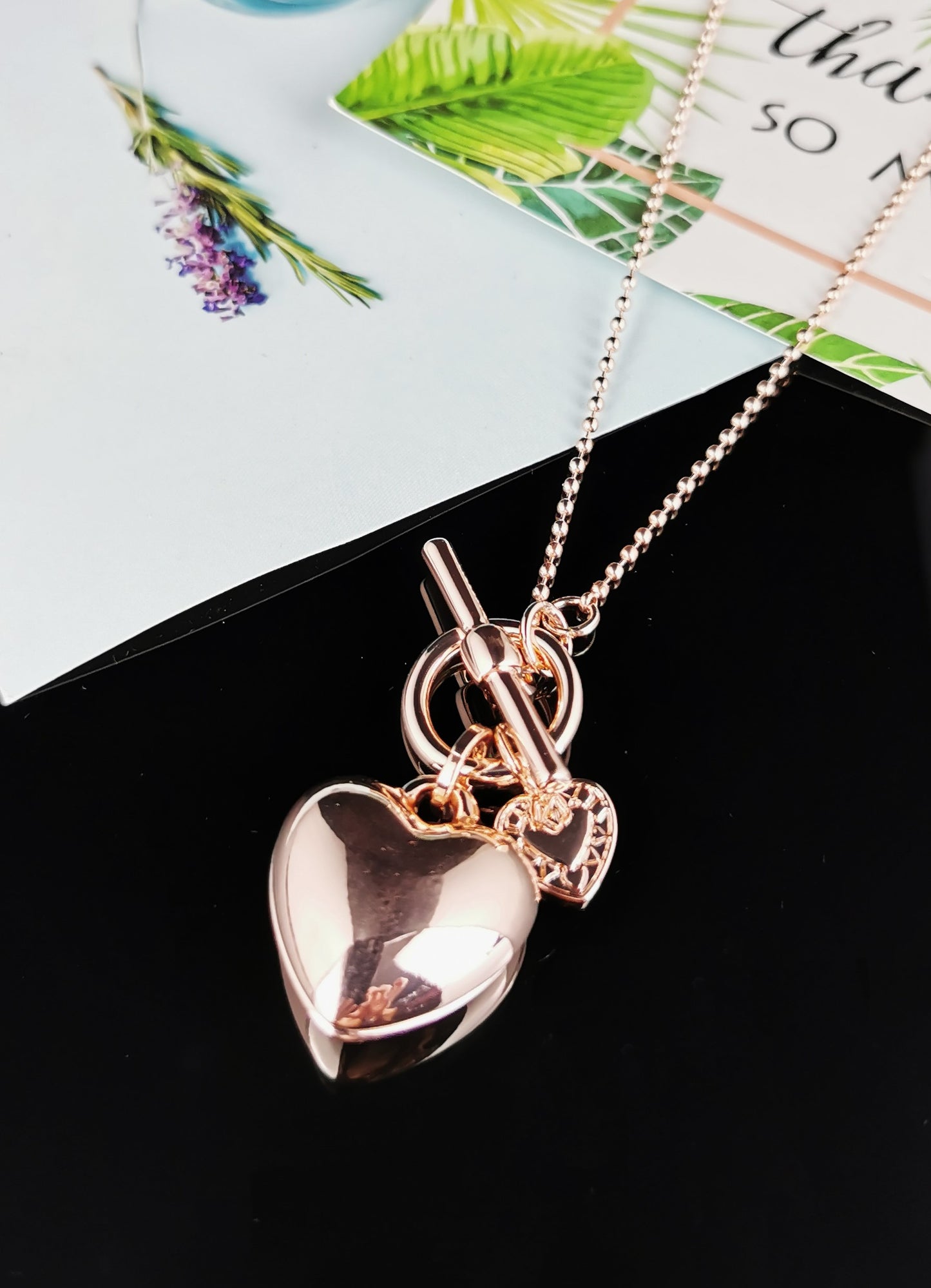 Rose Gold Heart Necklace 50cm