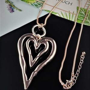 Rose Gold Heart Necklace 70cm Long