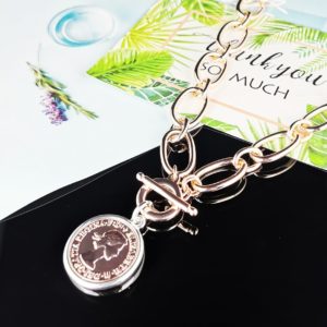 Rose Gold Large Link necklace with Coin 50cm