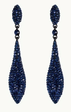 Blue Sparkling Crystal Double Water Drop Pendant Earrings