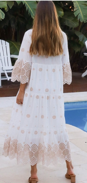 White & Gold Cotton Dress