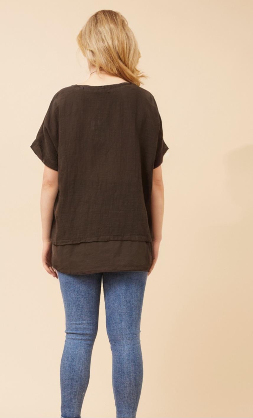 Emilio Cotton Top Denim Chocolate