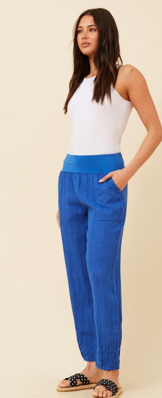 China Blue Linen Pants