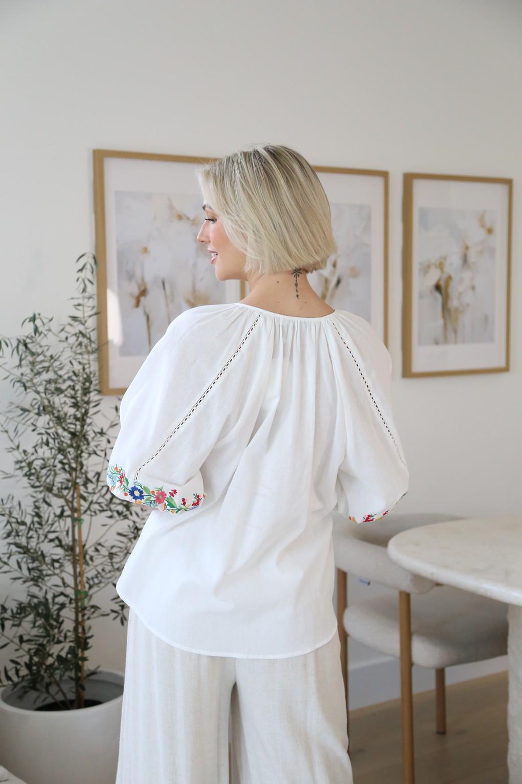 White Embroidered Cotton Top