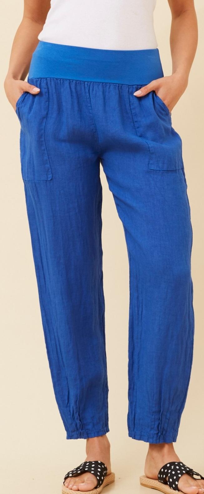 China Blue Linen Pants