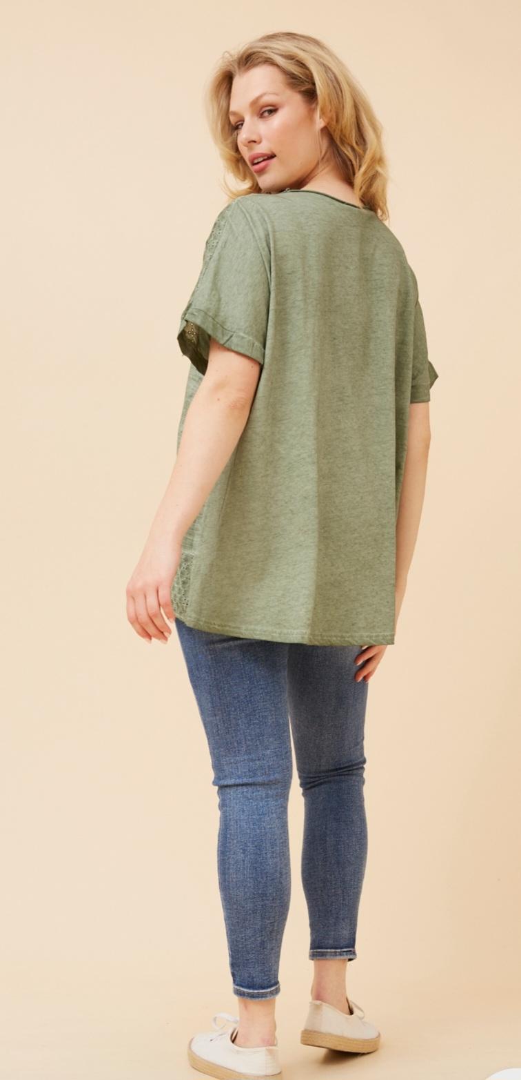 Cotton Star Top Linen in Sage