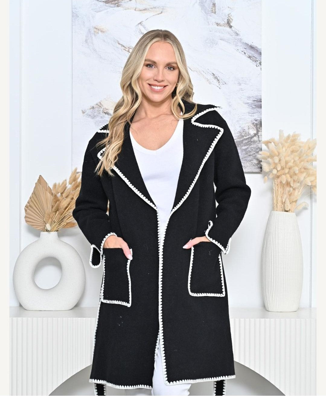 Black Long Line Cardigan Jacket