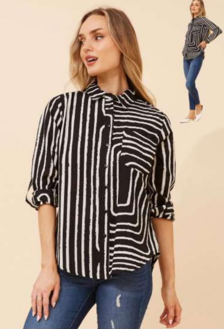 Black & White Stripe Cotton Shirt