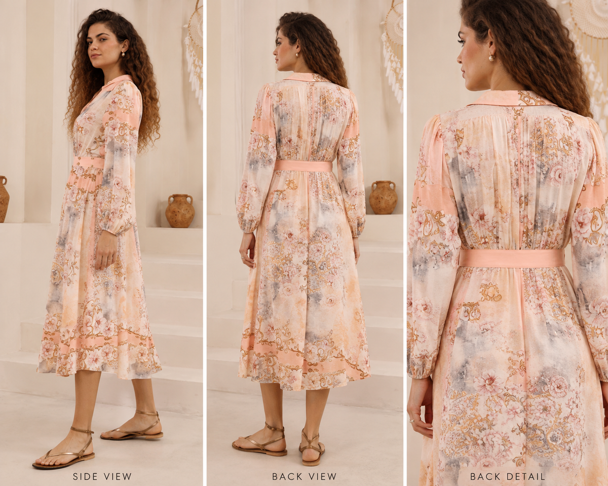 Blush Paisley Rayon Viscose Midi Dress