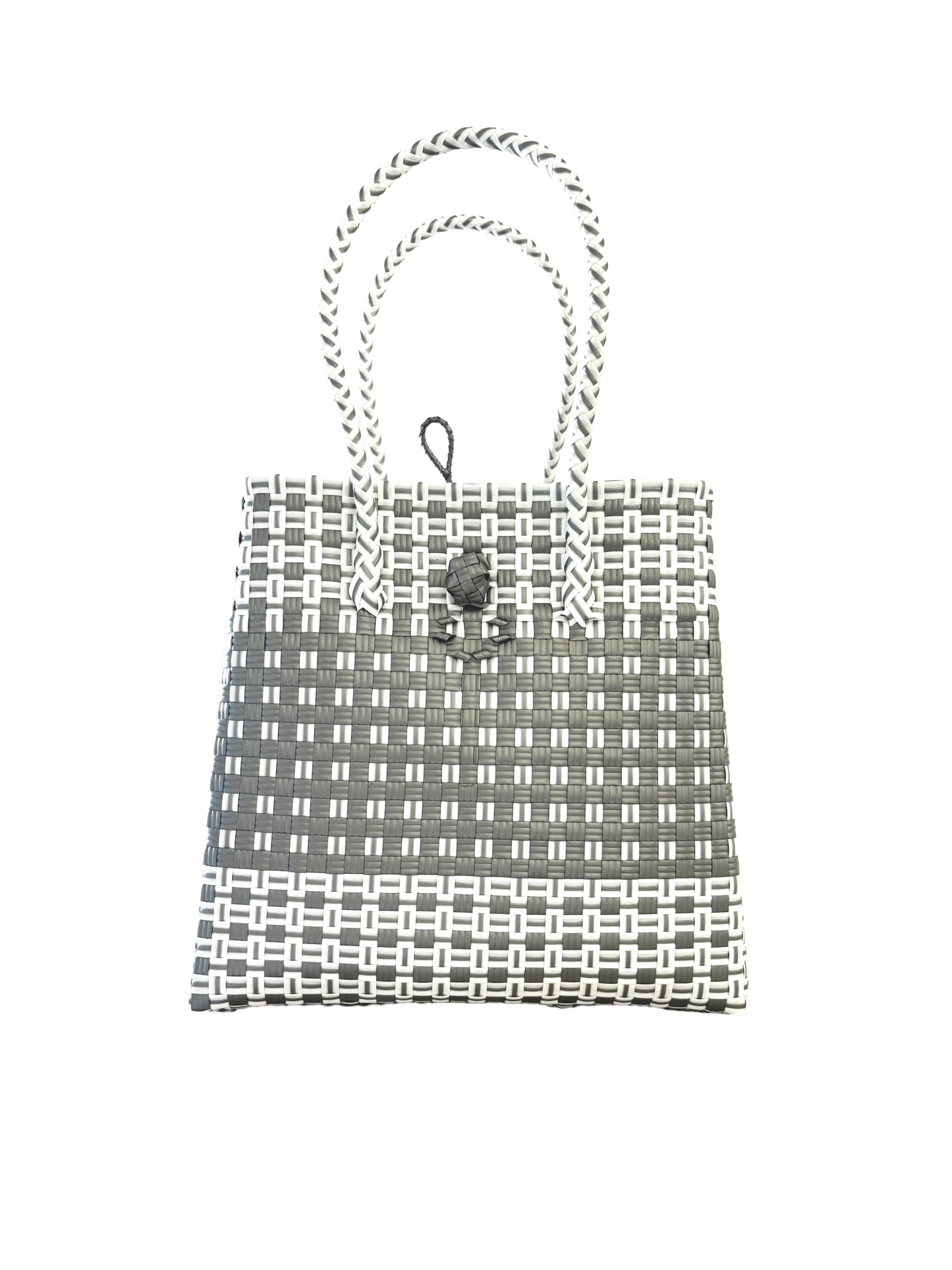 Woven Tote Bag With Two-Tone Banding - Smoke Stripe
