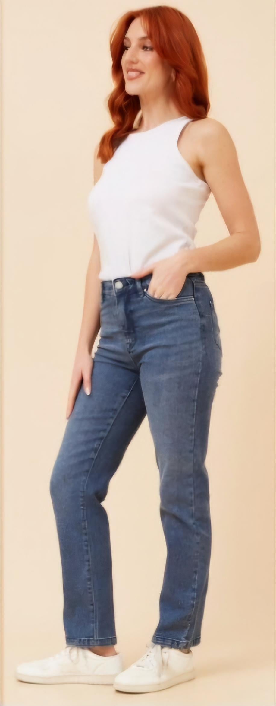 straight Leg Denim Jeans