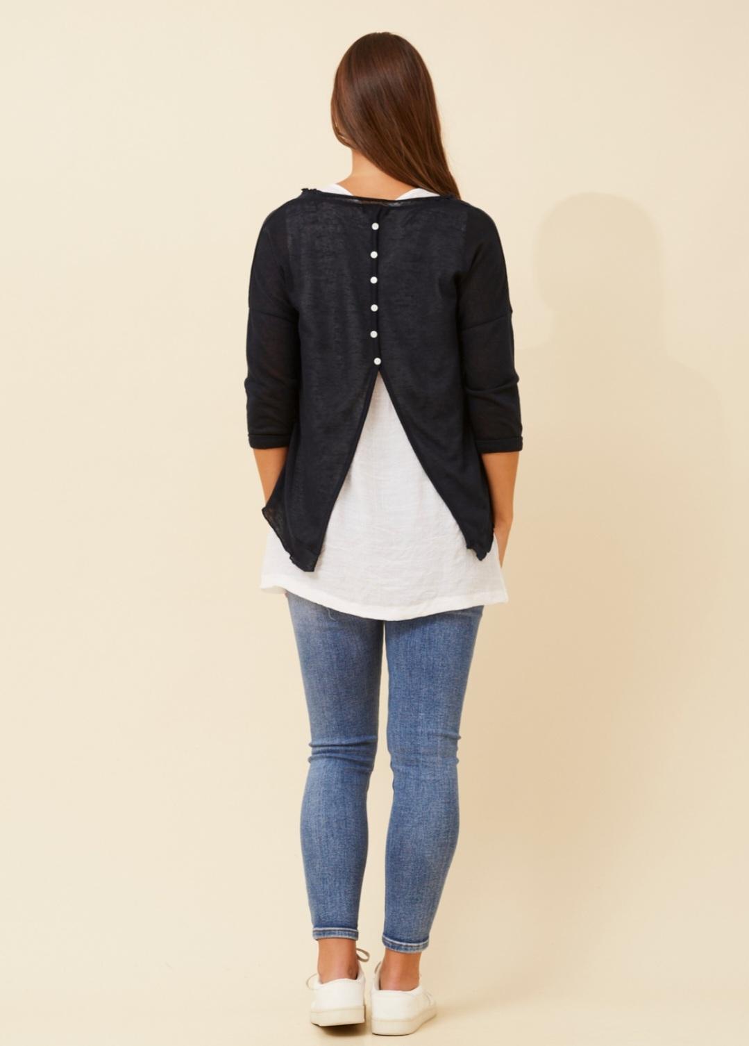 Star Of The Show Layered Top Navy & White