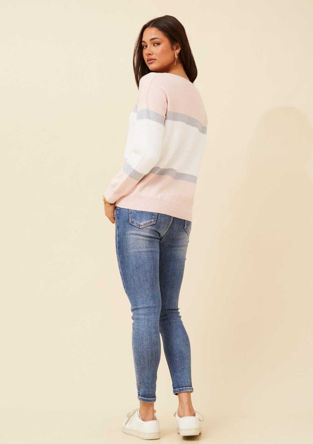 Soft Pink and White Knit Jumper