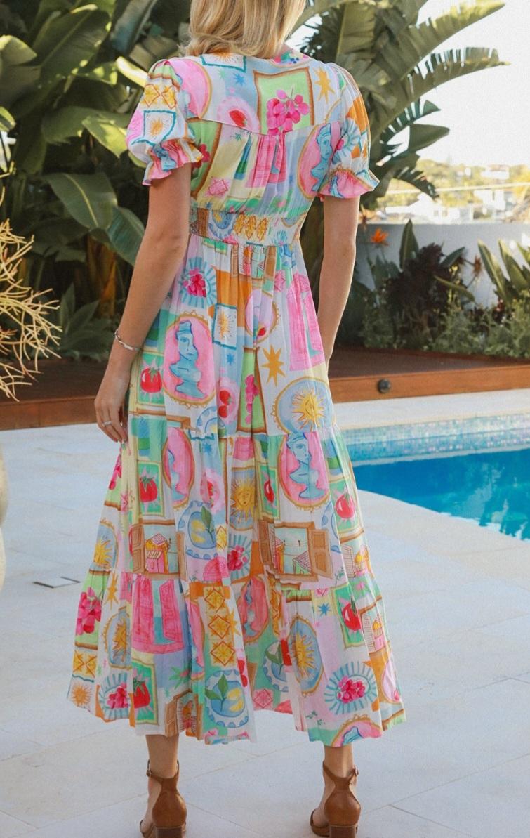 Pink Patterned Maxi Dress