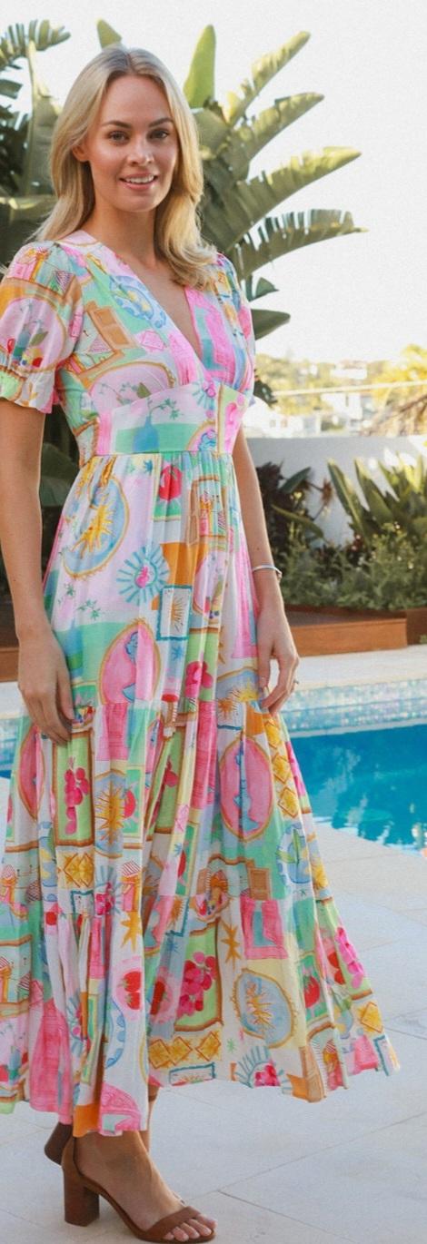 Pink Patterned Maxi Dress