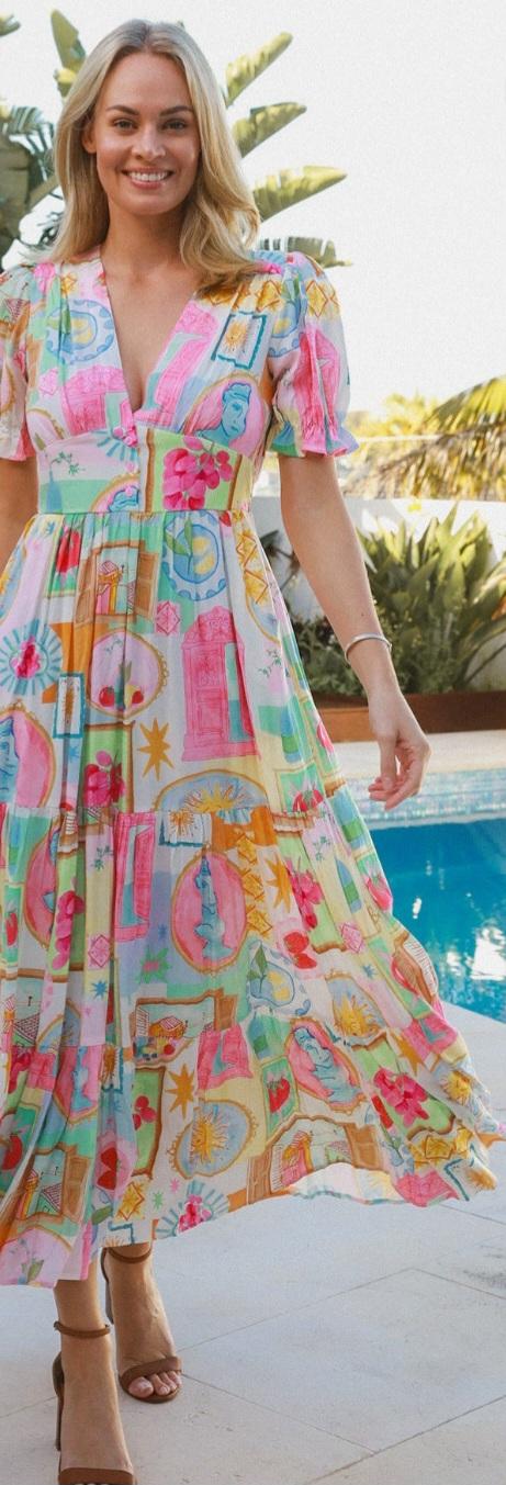 Pink Patterned Maxi Dress