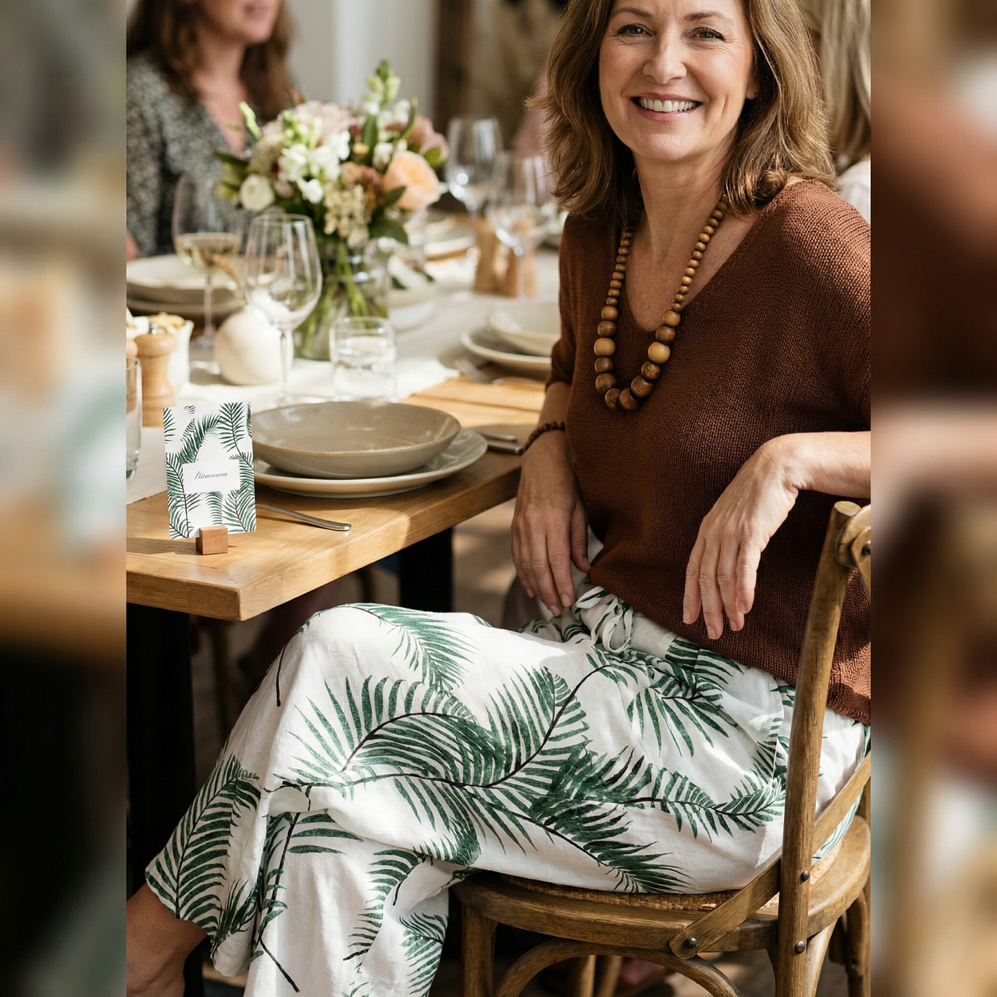 Ruby Rain Leaf Linen Blend Pants