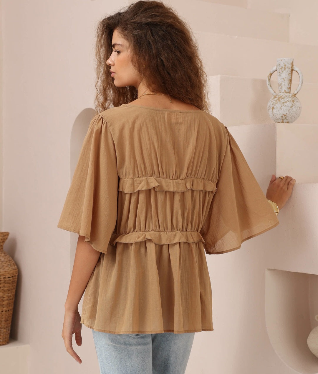 Eloise Tie Up Top Camel