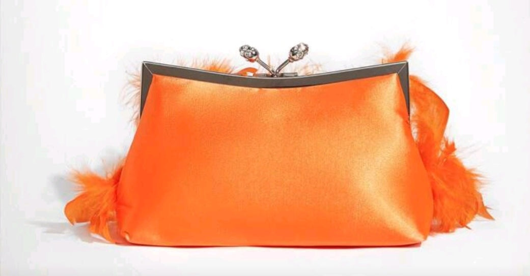 Orange Feather Clutch