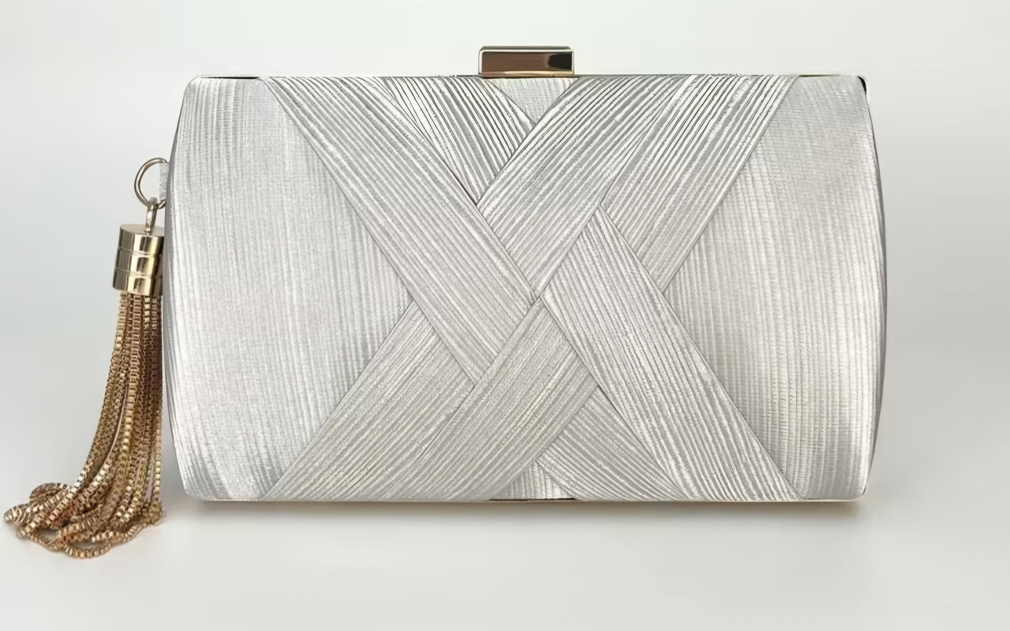 Soft Silver Satin Clutch