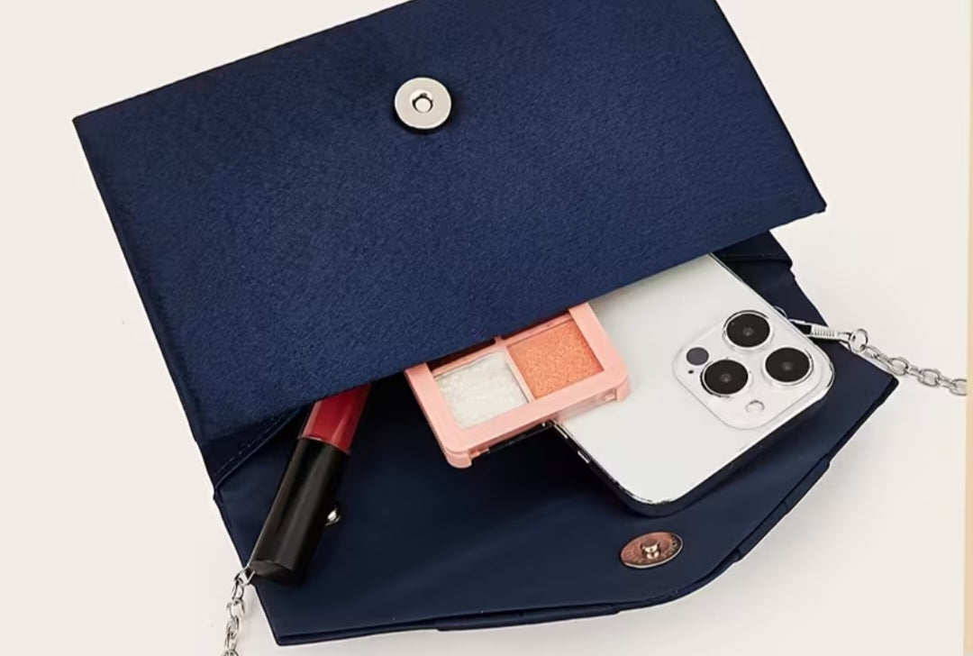 Navy Satin Clutch