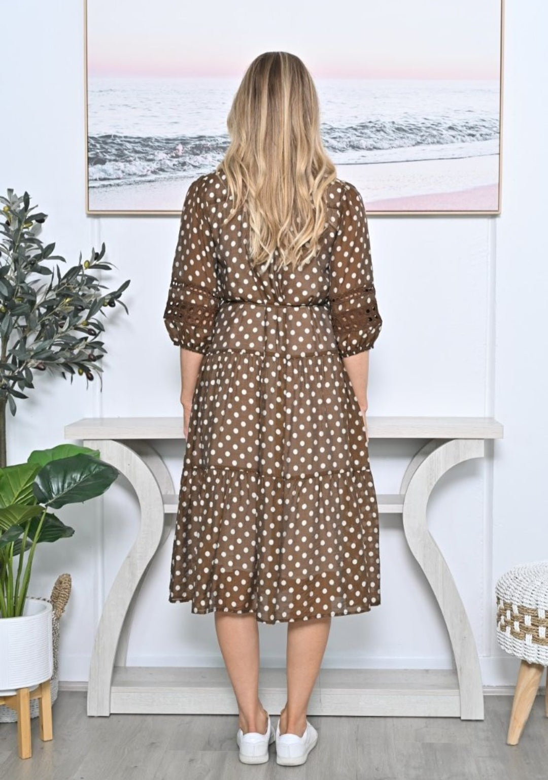 Brown & White Polka Dot Dress