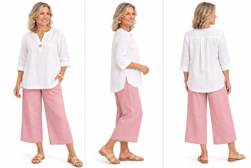 Linen Cotton Pants Dusty Pink