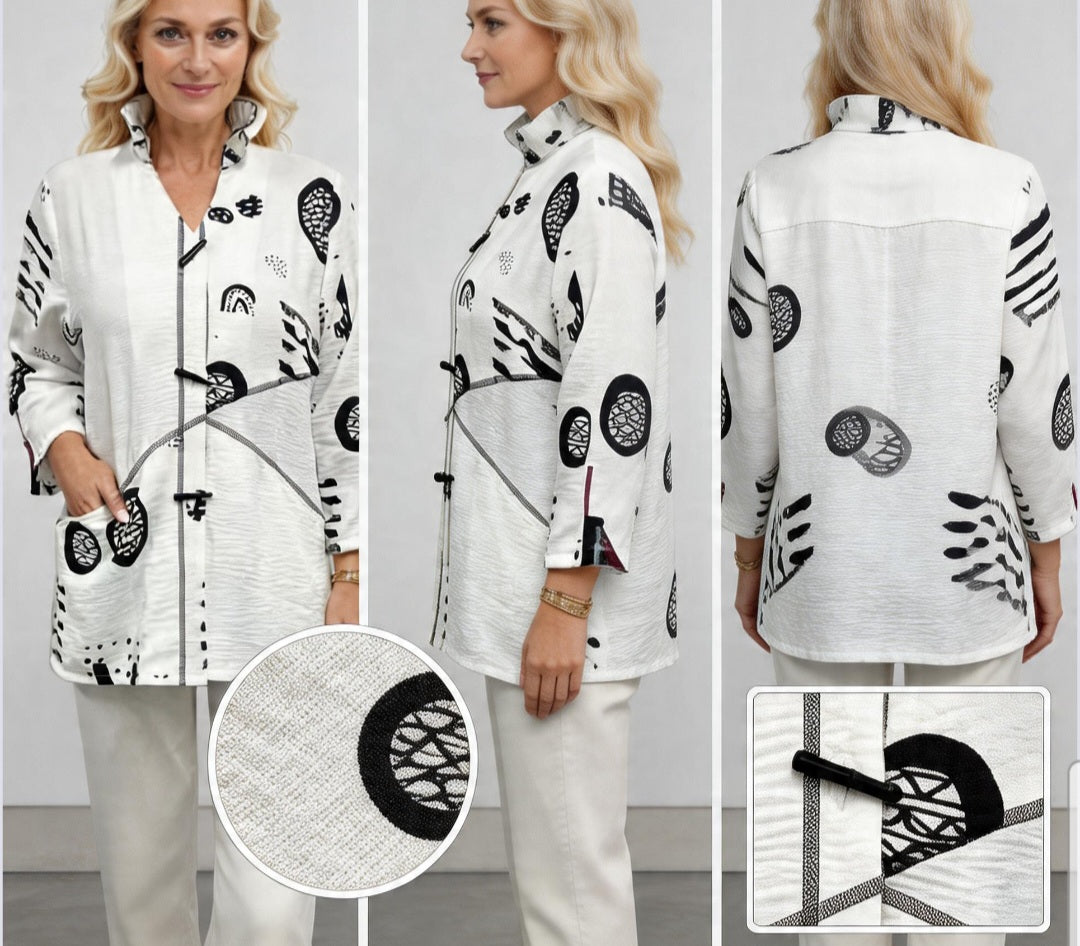 White & Black Shirt Jacket