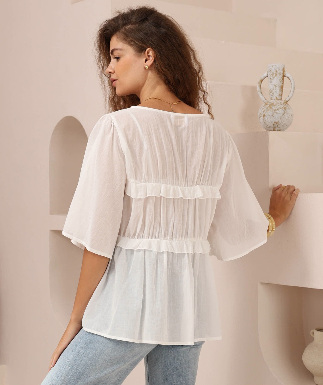 Eloise Tie up Top White