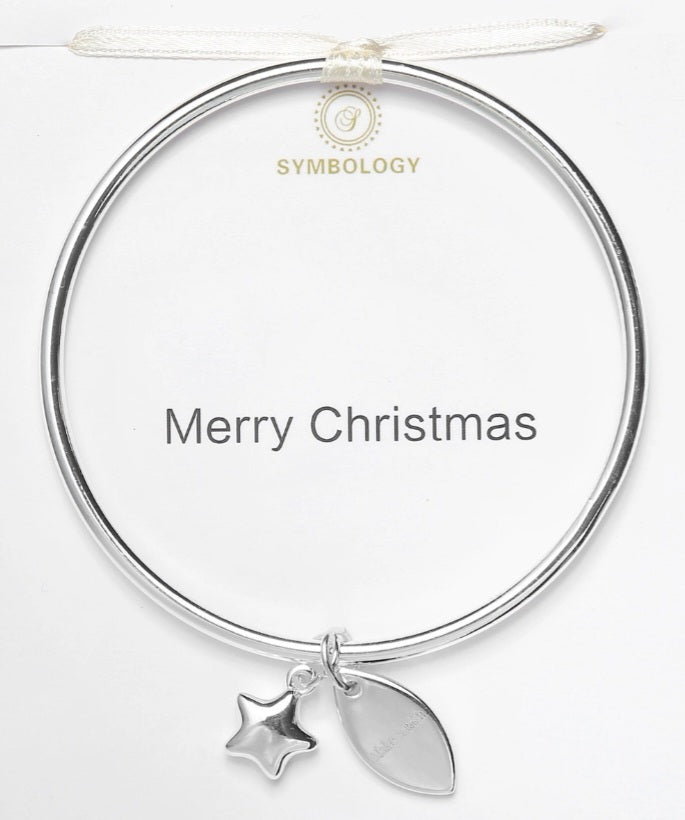 Merry Christmas Silver Bracelet