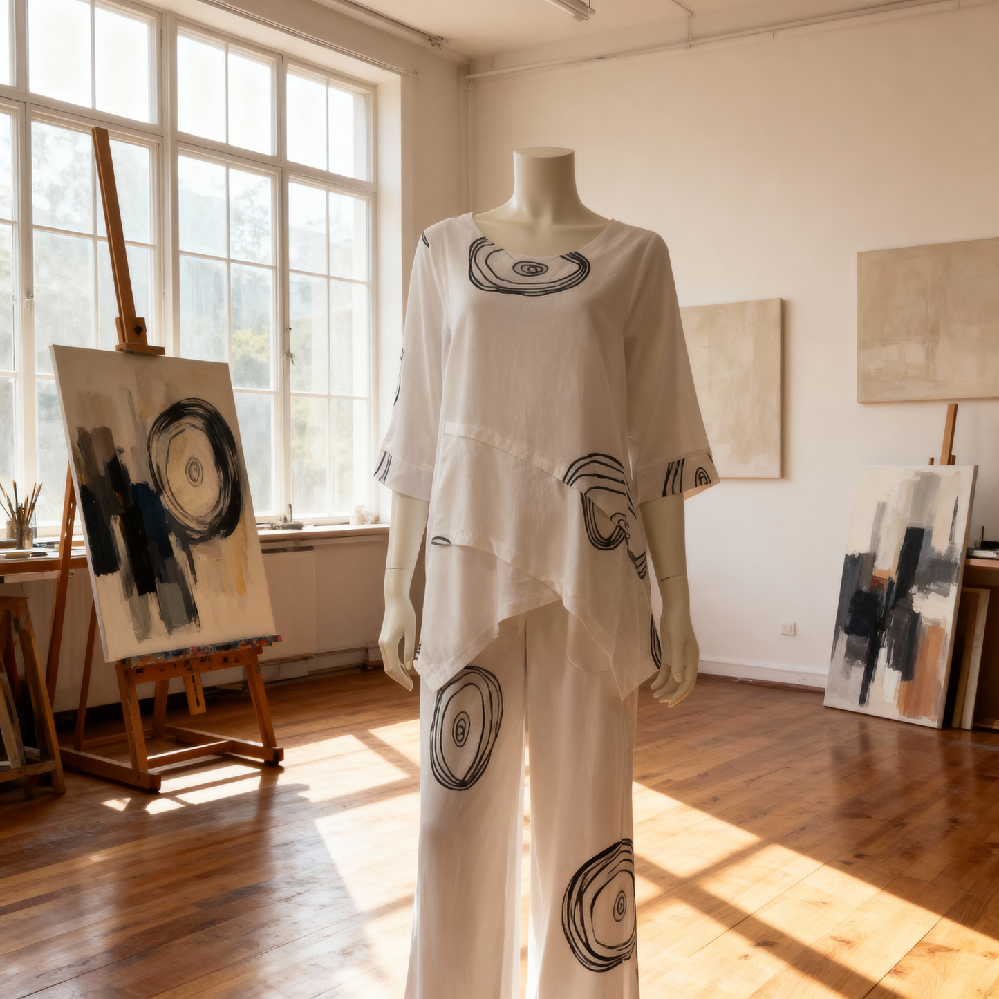 Ruby Rain White & Black Linen Blend Top