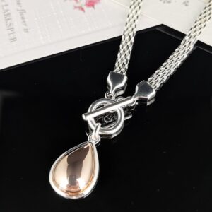 Silver Necklace with Fob Pendant 50cm Long