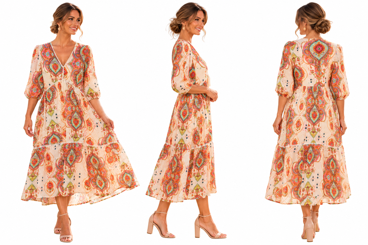 Vintage Paisley Cotton Dress