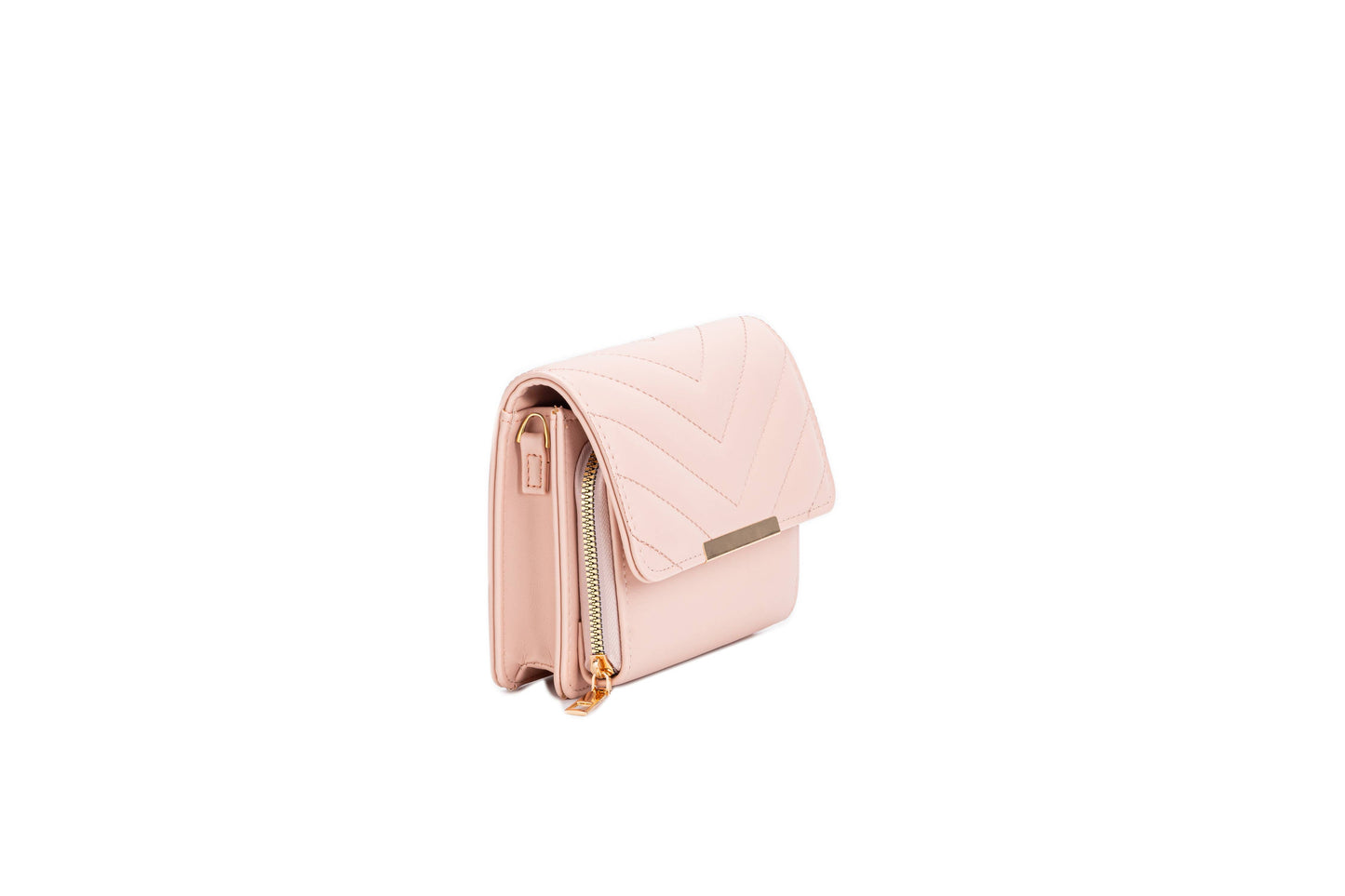 Quited Chevron Pattern Zip Front Pocket Cross Body Bag: Orange