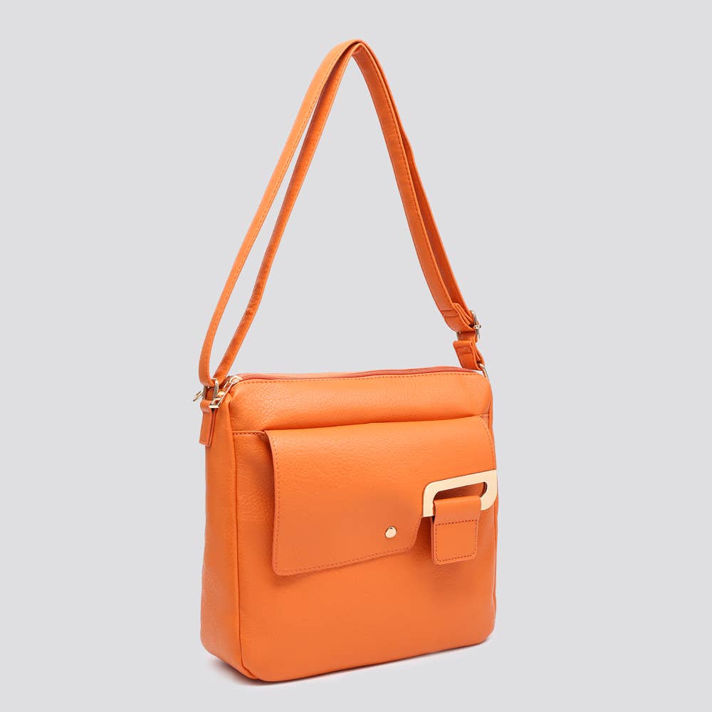 Orange Vegan Leather Crossbody Bag
