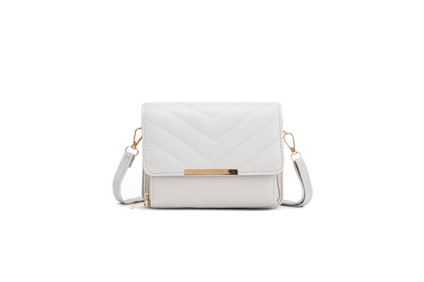 Quited Chevron Pattern Zip Front Pocket Cross Body Bag: Orange