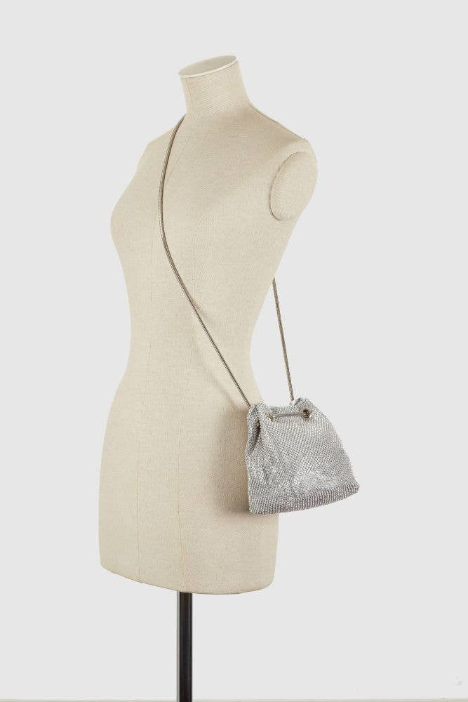 Soft all around diamante bucket bag for party: Gold