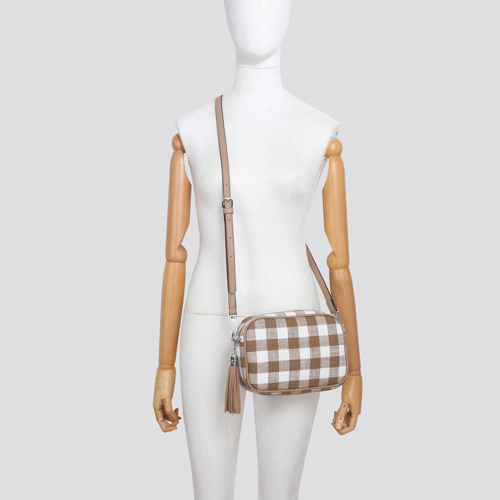 Camel Tartan Crossbody Camera Bag